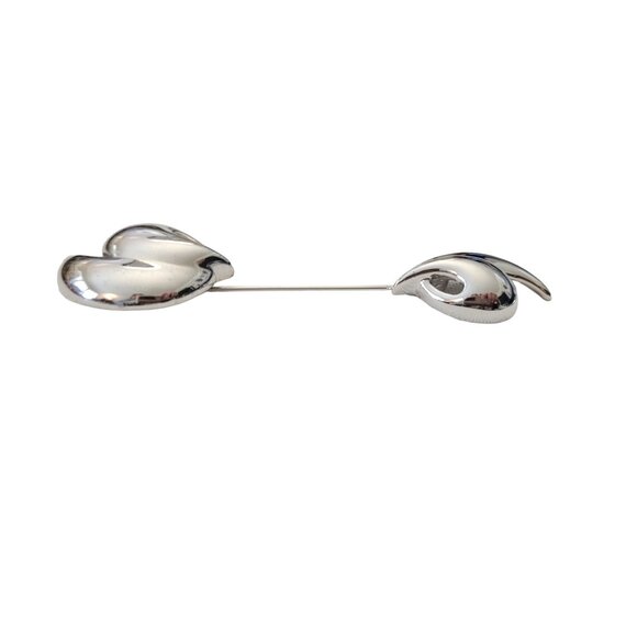 Kunio Matsumoto Trifari Swirl Silver Tone Jabot-Style Lapel Stick Pin, E999 - Picture 5 of 11